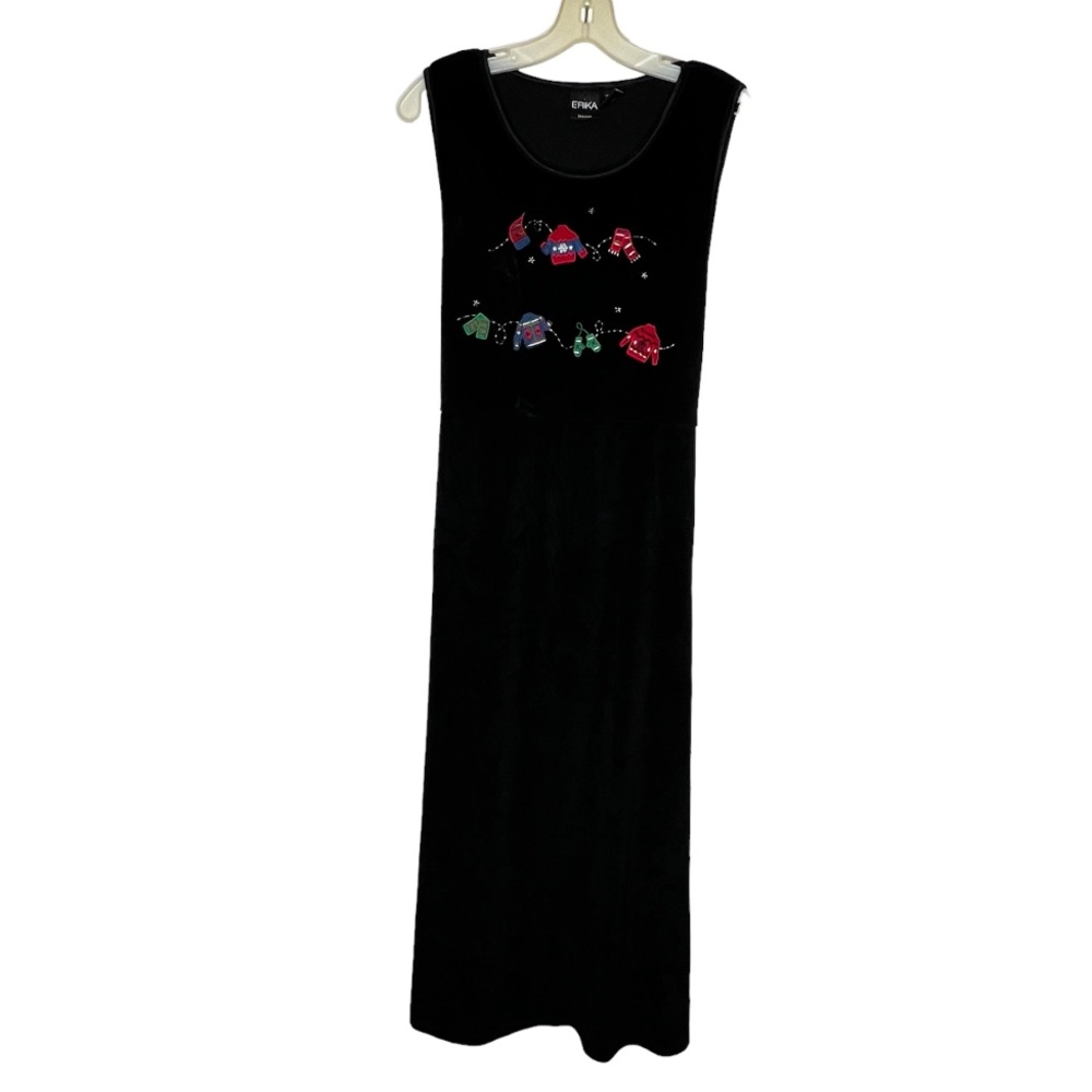 Vintage Erika Dresses Christmas Black Velvet Dress